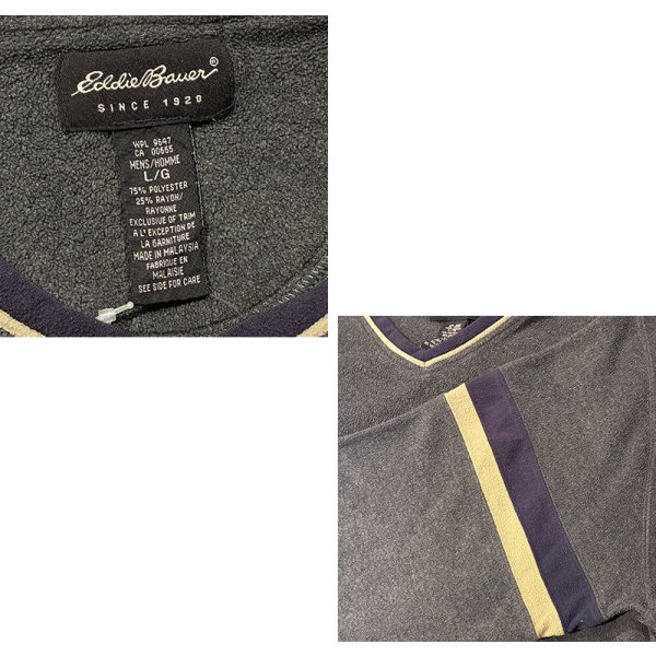 画像2: 90's~【ビンテージ】【エディーバウアー】【Eddie Bauer】【チャコール】Vネック【フリースカットソー】ロンT【サイズL】 