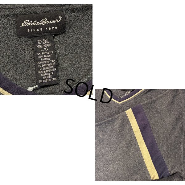 画像2: 90's~【ビンテージ】【エディーバウアー】【Eddie Bauer】【チャコール】Vネック【フリースカットソー】ロンT【サイズL】 