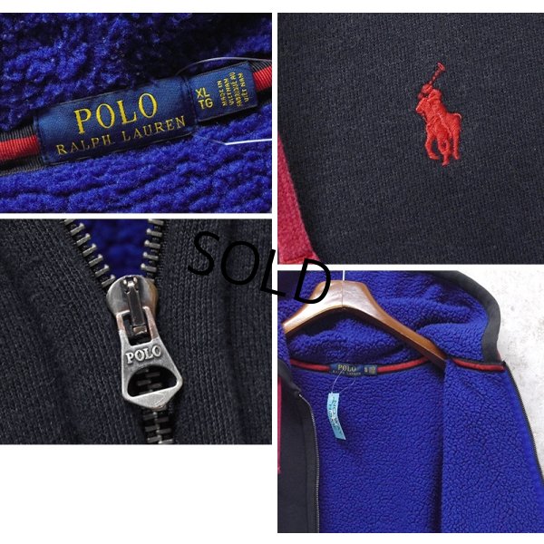 画像2: 【ラルフローレン】【POLO ralph lauren】【黒×裏青ボア】フルジップ【ボア付き】【パーカー】【サイズＸＬ】 
