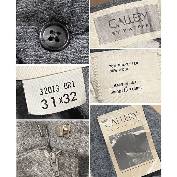画像2: デッドストック【USA製】【ビンテージ】【GALLERY】【グレー】ウール混紡【スラックス】【31×32】 