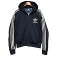 画像1: 【ビンテージ】【アディダス】adidas【紺×白ライン】フード付き ジャージ【トラックジャケット】【トラックジャージ】【サイズM】<br> (1)