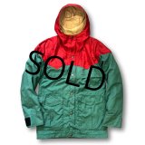 ~80’s【USA製】【Powderhorn】パウダーホーン【緑ｘ赤】【ナイロンマウンテンパーカー】【サイズＸＳ】  