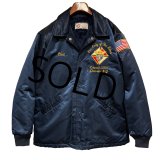 程度良好!! 90’s【ビンテージ】Gorga Athletic【ゴルガ アスレティック】紺×裏地ボア【サテンジャケット】【サイズＬ程度】 