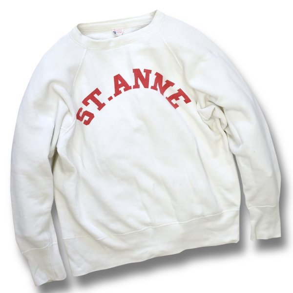 画像1: 50's【ビンテージ】【チャンピオン】小文字ランタグ【白】【ST.ANNE】【染み込みプリント】スウェット【サイズM】 