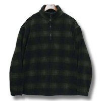 ビンテージ【オールドギャップ】【GAP】緑ｘ黒チェック【ハーフジップ】【フリース】【プルオーバー】【サイズＭ】 