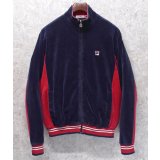 【ビンテージ】フィラ【FILA】紺ｘ赤【ベロア地】【トラックジャージ】トラックジャケット【サイズＳ】 