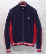 【ビンテージ】フィラ【FILA】紺ｘ赤【ベロア地】【トラックジャージ】トラックジャケット【サイズＳ】 