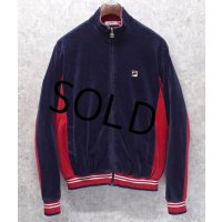【ビンテージ】フィラ【FILA】紺ｘ赤【ベロア地】【トラックジャージ】トラックジャケット【サイズＳ】 