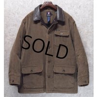 ビンテージ【CHAPS】チャップス【ラルフローレン】RALPH LAUREN【襟レザー】中綿入り ブラウン【コーデュロイジャケット】【サイズＸＬ】  