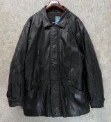 【ビンテージ】【pierre cardin】ピエールカルダン 比翼仕立て キルティング裏地【黒】【レザージャケット】【サイズＸＬ】 