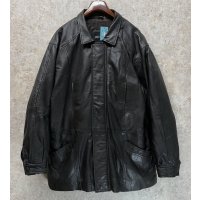【ビンテージ】【pierre cardin】ピエールカルダン 比翼仕立て キルティング裏地【黒】【レザージャケット】【サイズＸＬ】 