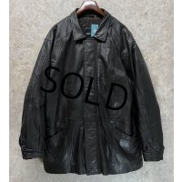【ビンテージ】【pierre cardin】ピエールカルダン 比翼仕立て キルティング裏地【黒】【レザージャケット】【サイズＸＬ】 