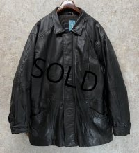 【ビンテージ】【pierre cardin】ピエールカルダン 比翼仕立て キルティング裏地【黒】【レザージャケット】【サイズＸＬ】 