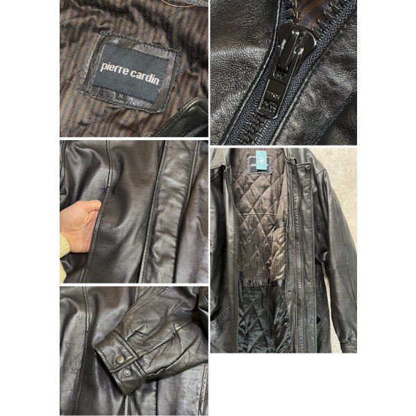 画像2: 【ビンテージ】【pierre cardin】ピエールカルダン 比翼仕立て キルティング裏地【黒】【レザージャケット】【サイズＸＬ】 
