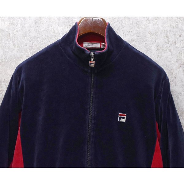 画像4: 【ビンテージ】フィラ【FILA】紺ｘ赤【ベロア地】【トラックジャージ】トラックジャケット【サイズＳ】 