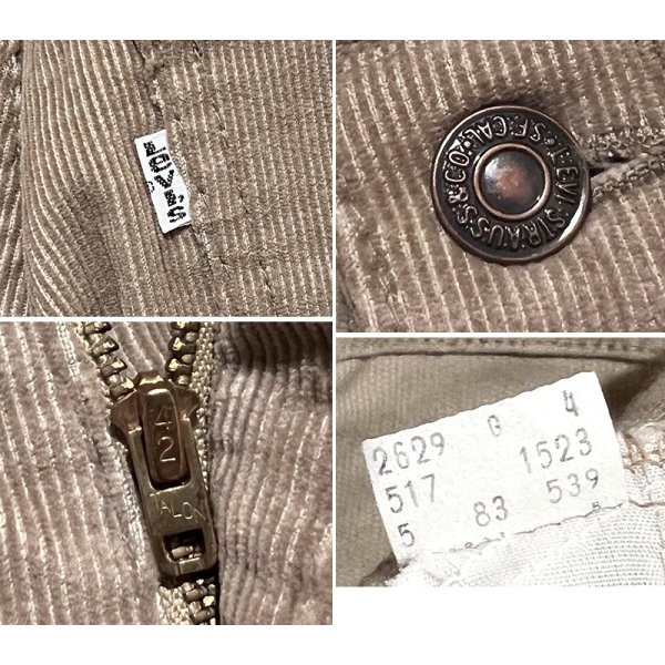 画像2: 80's【ビンテージ】【USA製】LEVI'S【リーバイス】【５１７】ブーツカット ライトブラウン【コーデュロイパンツ】【517】【32x34】 