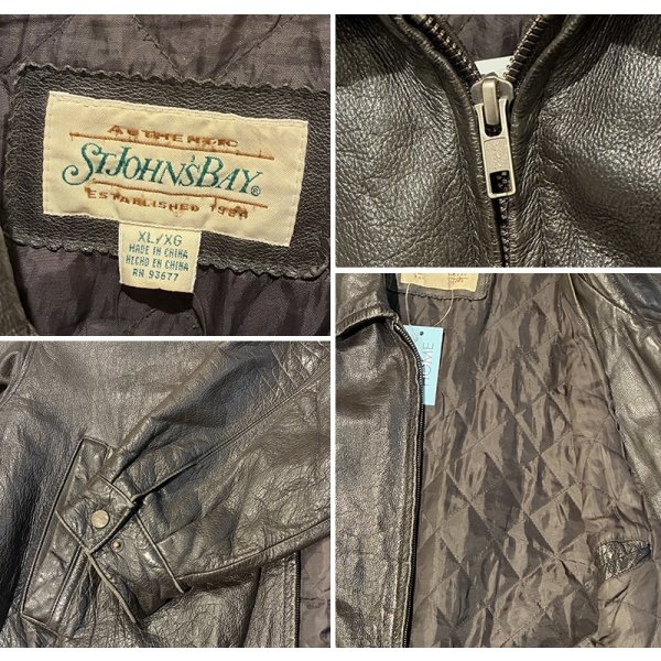 画像2: 90’ｓ【ビンテージ】【セントジョーンズベイ】ST JOHN'S BAY【ブラウン】キルティング裏地付き【レザージャケット】【サイズXL】 