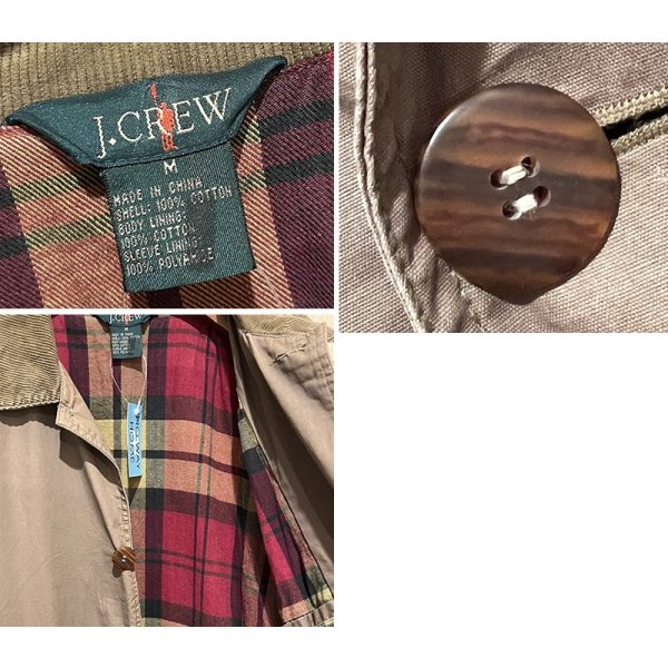 画像2: 90's ビンテージ オールド【J-crew】ジェイクルー【ブラウン×裏地チェック】襟コーデュロイ【コットンジャケット】ハンティングジャケット【サイズM】 