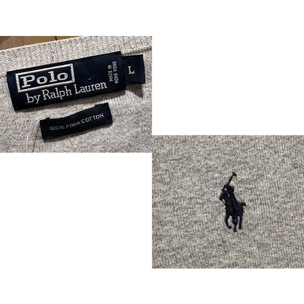 画像2: ビンテージ【ラルフローレン】POLO RALPH LAUREN【グレー】【Vネック】PIMAコットン【コットンセーター】【サイズL】  