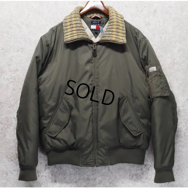 画像1: 【Tommy Jeans】トミージーンズ【トミーヒルフィガー】首リブニット【中綿入り】【MA-1タイプブルゾン】【サイズXL】 