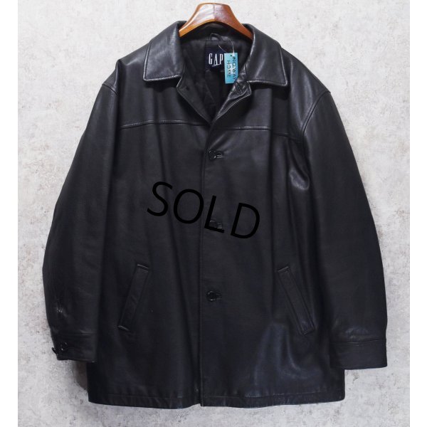 画像1: 【ビンテージ】【オールドギャップ】GAP【黒】【ブラック】【レザーコート】カーコート【レザージャケット】【サイズXL】 