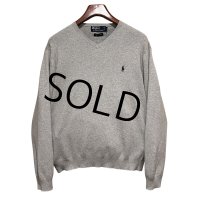 ビンテージ【ラルフローレン】POLO RALPH LAUREN【グレー】【Vネック】PIMAコットン【コットンセーター】【サイズL】  