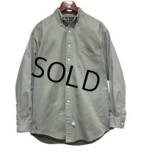 90's ビンテージ【ラルフローレン】POLO ralph lauren Big Shirt ビッグシャツ 青磁色 ボタンダウン【コットンシャツ】【サイズM】 