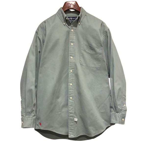 画像1: 90's ビンテージ【ラルフローレン】POLO ralph lauren Big Shirt ビッグシャツ 青磁色 ボタンダウン【コットンシャツ】【サイズM】 