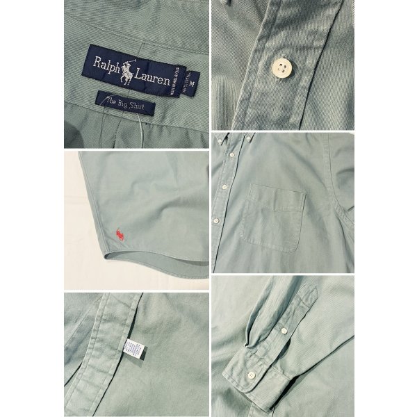 画像2: 90's ビンテージ【ラルフローレン】POLO ralph lauren Big Shirt ビッグシャツ 青磁色 ボタンダウン【コットンシャツ】【サイズM】 