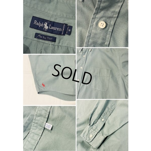 画像2: 90's ビンテージ【ラルフローレン】POLO ralph lauren Big Shirt ビッグシャツ 青磁色 ボタンダウン【コットンシャツ】【サイズM】 