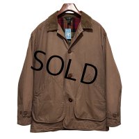 90's ビンテージ オールド【J-crew】ジェイクルー【ブラウン×裏地チェック】襟コーデュロイ【コットンジャケット】ハンティングジャケット【サイズM】 