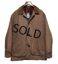 90's ビンテージ オールド【J-crew】ジェイクルー【ブラウン×裏地チェック】襟コーデュロイ【コットンジャケット】ハンティングジャケット【サイズM】 