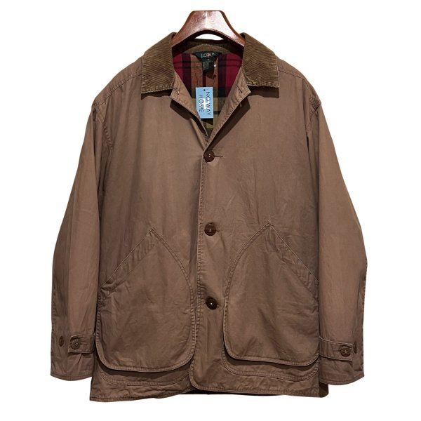 画像1: 90's ビンテージ オールド【J-crew】ジェイクルー【ブラウン×裏地チェック】襟コーデュロイ【コットンジャケット】ハンティングジャケット【サイズM】 