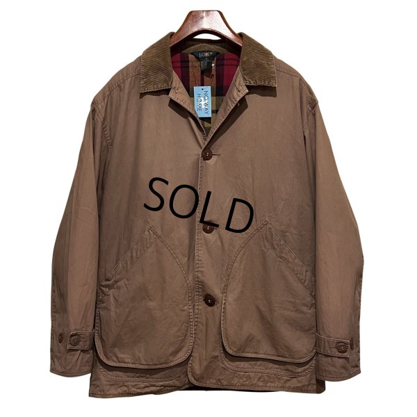 画像1: 90's ビンテージ オールド【J-crew】ジェイクルー【ブラウン×裏地チェック】襟コーデュロイ【コットンジャケット】ハンティングジャケット【サイズM】 