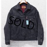 90’s【USA製】ビンテージ【LEVI'S】【リーバイス】【70417-9416】【裏地赤チェック】ブラック 黒【デニムジャケット】【サイズＭ】 