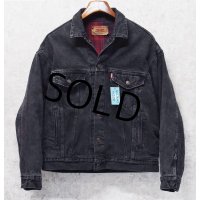 90’s【USA製】ビンテージ【LEVI'S】【リーバイス】【70417-9416】【裏地赤チェック】ブラック 黒【デニムジャケット】【サイズＭ】 