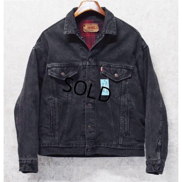 画像1: 90’s【USA製】ビンテージ【LEVI'S】【リーバイス】【70417-9416】【裏地赤チェック】ブラック 黒【デニムジャケット】【サイズＭ】 
