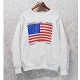 画像1: 90’s【USA製】【ビンテージ】【フルーツオブザルーム】FRUIT OF THE LOOM 湾岸戦争【Support our troops】星条旗【白】【スウェット】【サイズL】<br> (1)