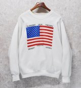 90’s【USA製】【ビンテージ】【フルーツオブザルーム】FRUIT OF THE LOOM 湾岸戦争【Support our troops】星条旗【白】【スウェット】【サイズL】 