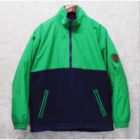 90’ｓ~【ビンテージ】【オールドギャップ】【GAP】【緑ｘ紺】ナイロンｘフリース【ハーフジッププルオーバー】【サイズＭ】