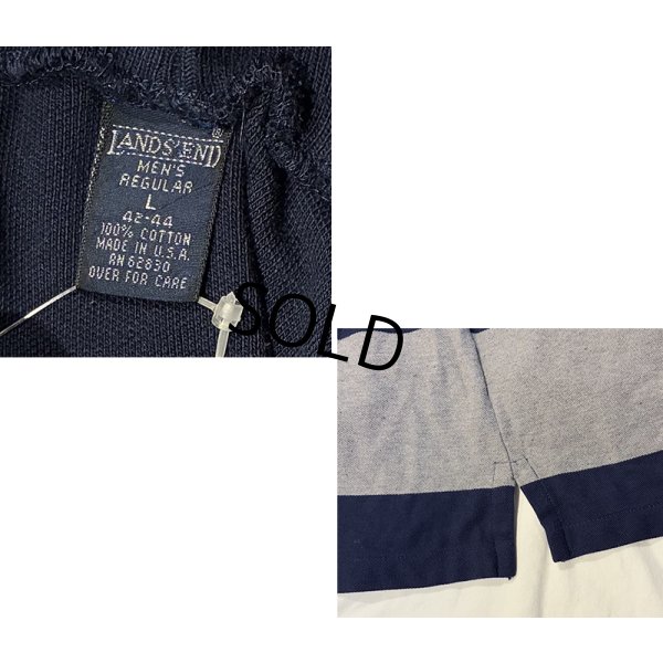 画像2: 【90’s】USA製【ビンテージ】【ランズエンド】【LANDS' END】【紺×グレー】ボーダー【モックネック】【ロンT】サイズＬ 