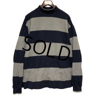 【90’s】USA製【ビンテージ】【ランズエンド】【LANDS' END】【紺×グレー】ボーダー【モックネック】【ロンT】サイズＬ 