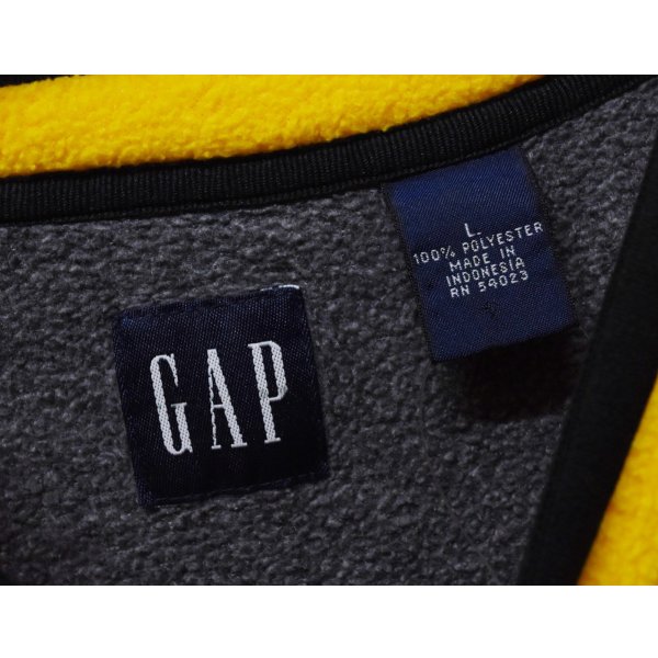 画像2: 90's~ ビンテージ【オールドギャップ】【GAP】黄色【Vネック】無地【フリース】【プルオーバー】【サイズL】 