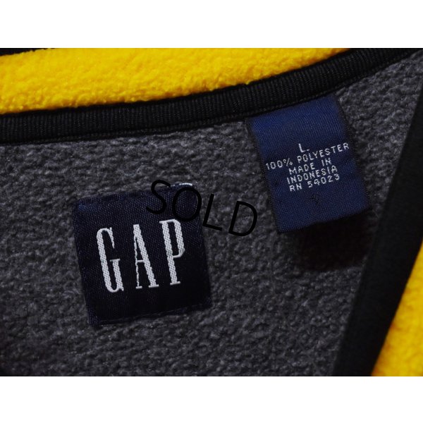 画像2: 90's~ ビンテージ【オールドギャップ】【GAP】黄色【Vネック】無地【フリース】【プルオーバー】【サイズL】 