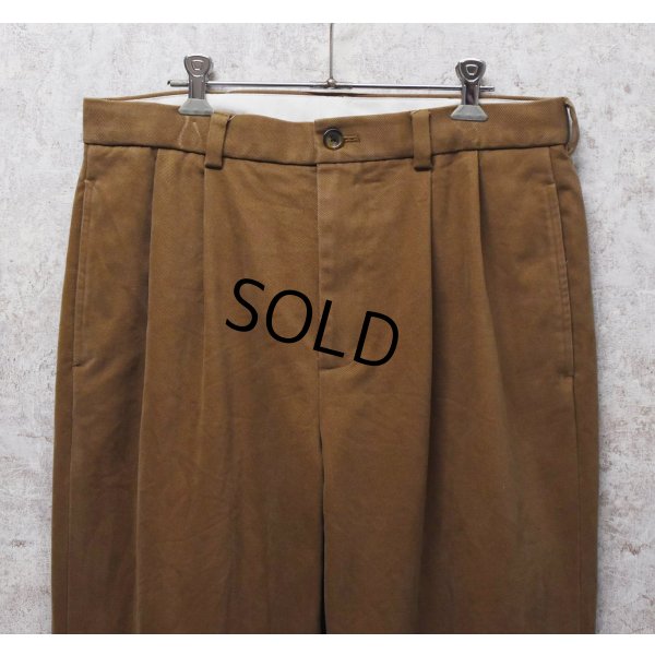 画像1: 【ブルックスブラザーズ】brooksbrothers【ライトブラウン】【２タック】【コットンスラックス】コットンパンツ【34X30】 