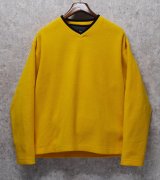 90's~ ビンテージ【オールドギャップ】【GAP】黄色【Vネック】無地【フリース】【プルオーバー】【サイズL】 