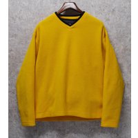 90's~ ビンテージ【オールドギャップ】【GAP】黄色【Vネック】無地【フリース】【プルオーバー】【サイズL】 