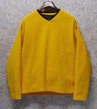 90's~ ビンテージ【オールドギャップ】【GAP】黄色【Vネック】無地【フリース】【プルオーバー】【サイズL】 