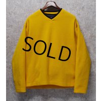 90's~ ビンテージ【オールドギャップ】【GAP】黄色【Vネック】無地【フリース】【プルオーバー】【サイズL】 