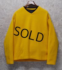 90's~ ビンテージ【オールドギャップ】【GAP】黄色【Vネック】無地【フリース】【プルオーバー】【サイズL】 